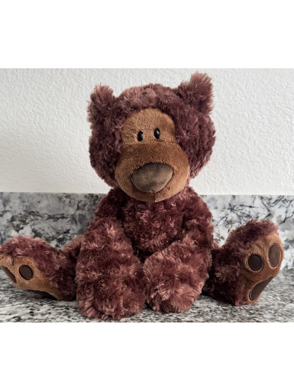 Gund Philbin Classic Brown 14" Sitting Lovey Floppy Teddy Bear Black Beaded Eyes